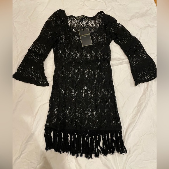 Lovestitch crochet boho style dress Black/size M NWT - Picture 4 of 7